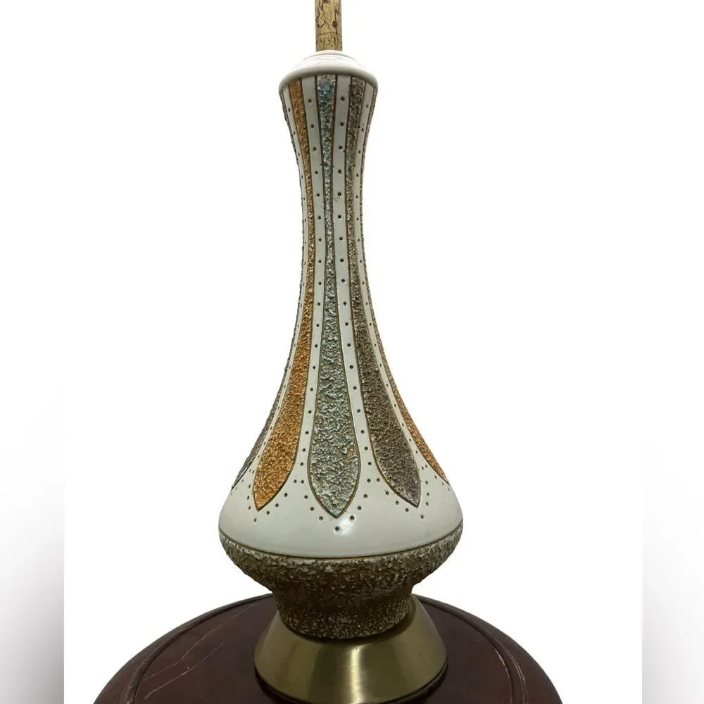 Vintage 1960s Mid-Century Modern Atomic Ceramic Genie Bottle Table Lamp